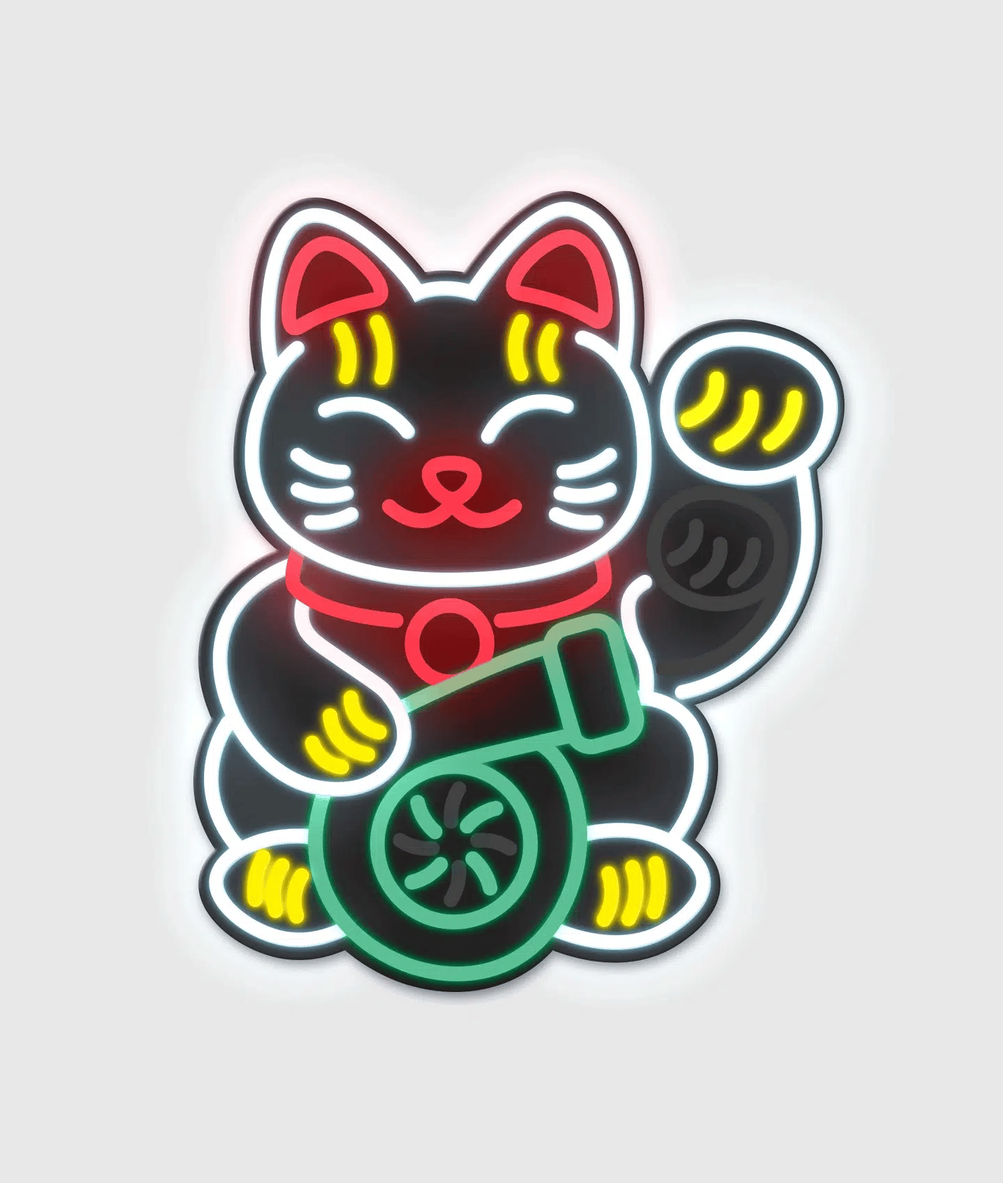 Lucky Cat | LED Decal | USB Powered